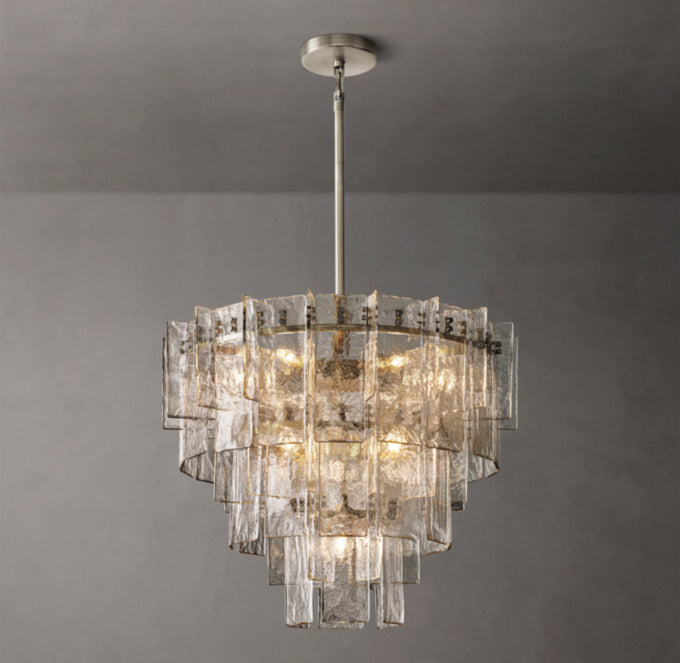 Tiered Rippled Clear Glass Chandelier