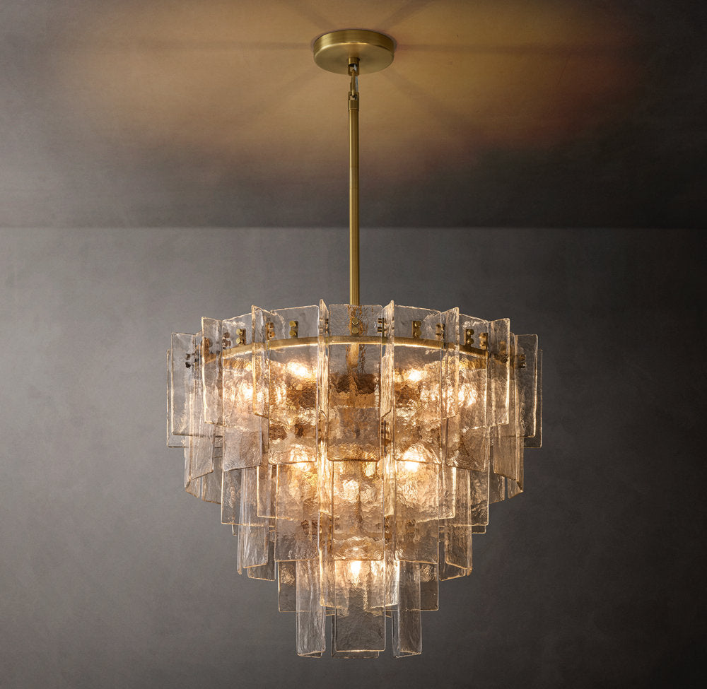 Tiered Rippled Clear Glass Chandelier