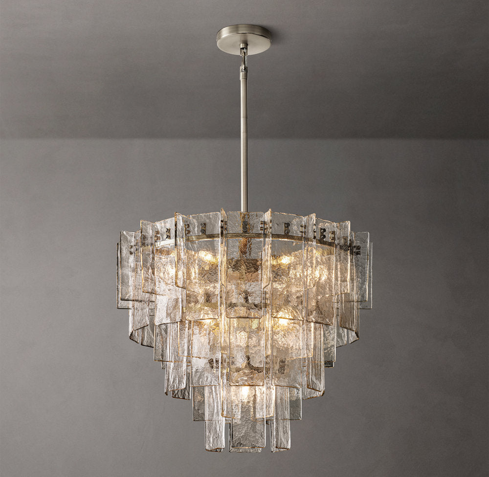 Tiered Rippled Clear Glass Chandelier