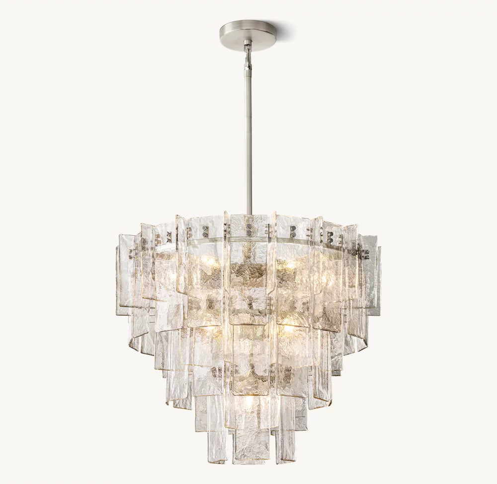 Tiered Rippled Clear Glass Chandelier