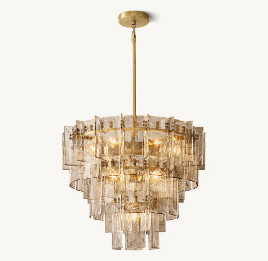 Tiered Rippled Smoke Glass Chandelier