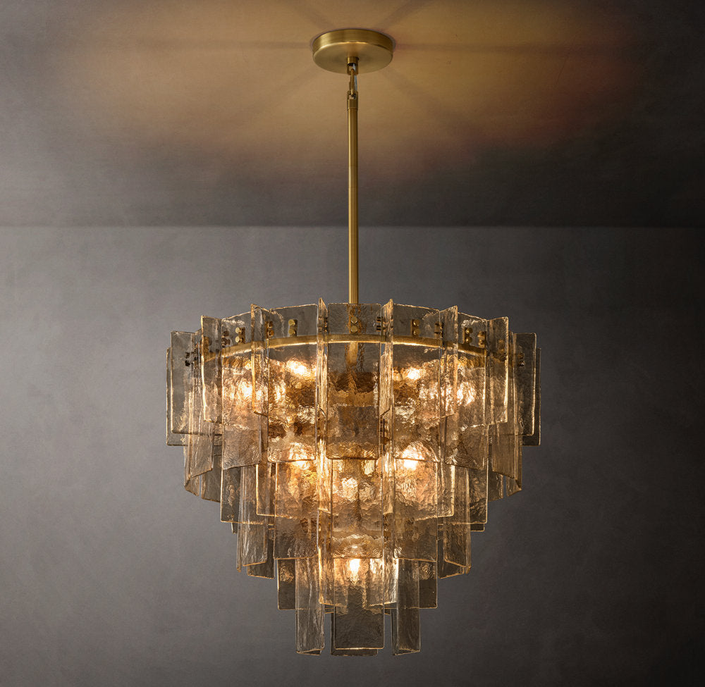Tiered Rippled Smoke Glass Chandelier