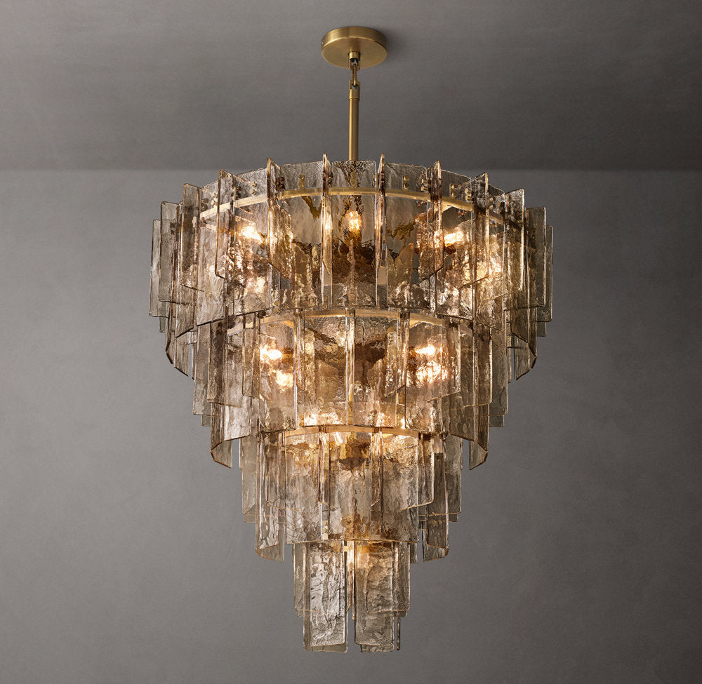 Tiered Smoke Glass Lattice Chandelier