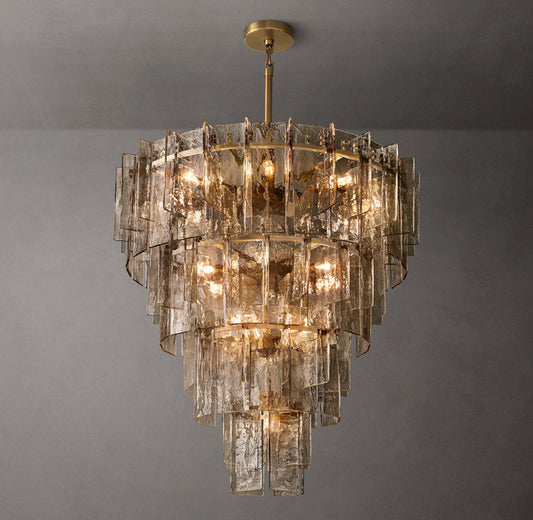 Tiered Smoke Glass Lattice Chandelier