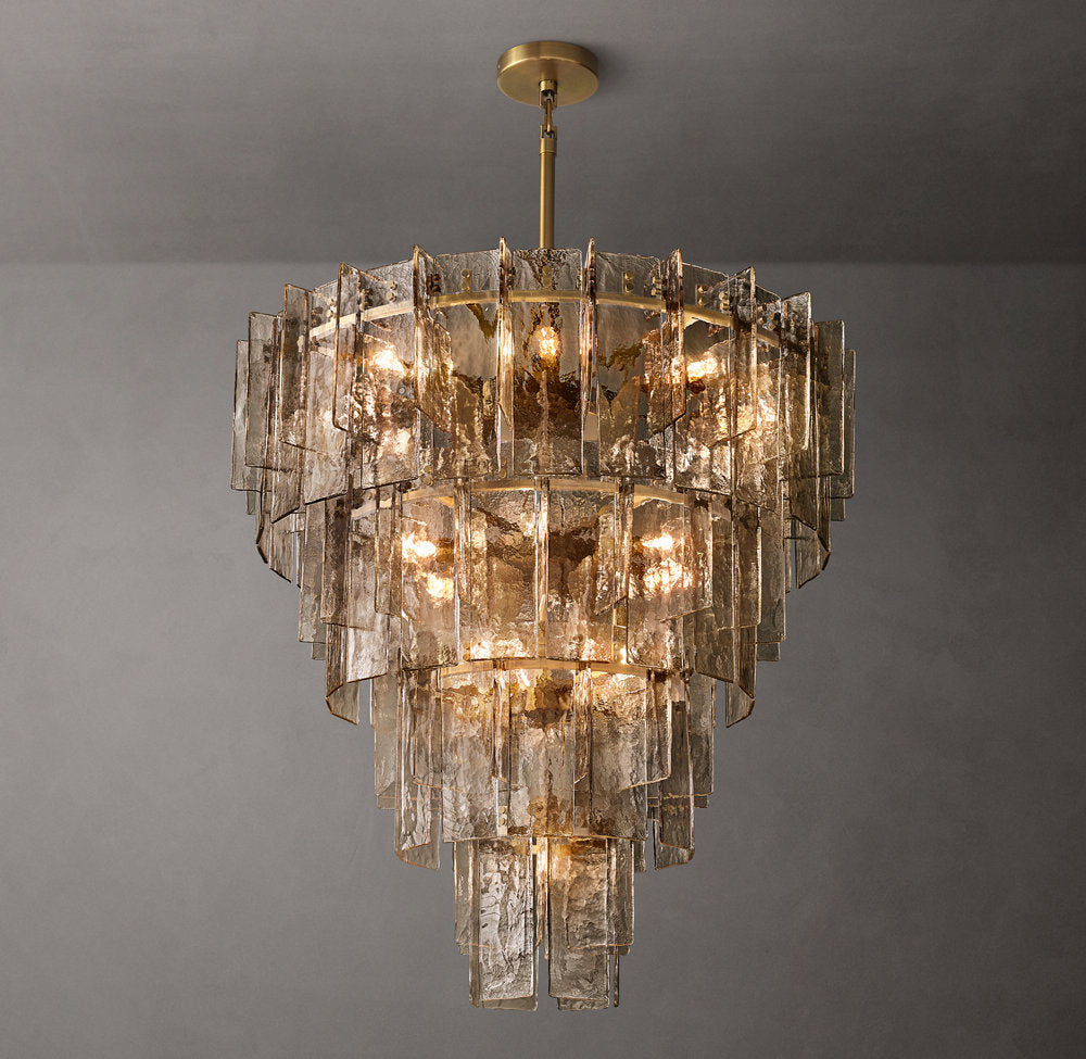 Tiered Smoke Glass Lattice Chandelier