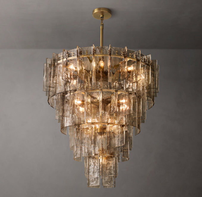 Tiered Smoke Glass Lattice Chandelier