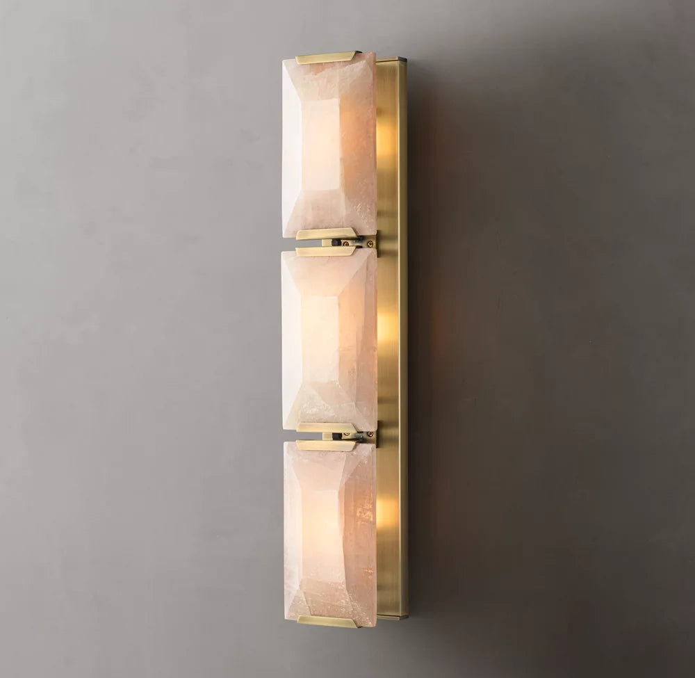 Triple Calcite Prism Column Sconce