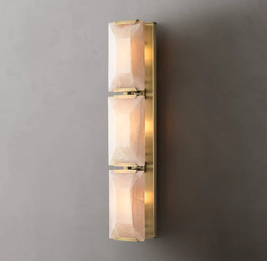 Triple Calcite Prism Column Sconce
