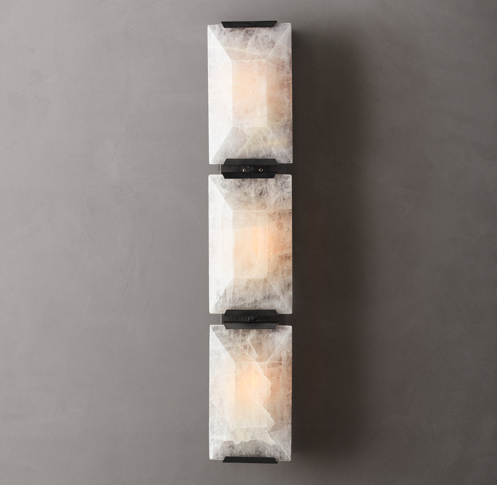 Triple Calcite Prism Column Sconce