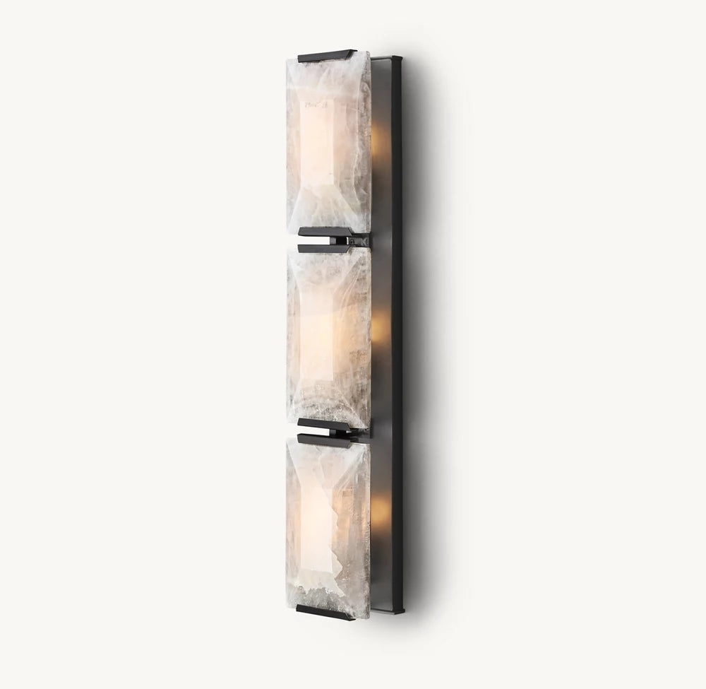 Triple Calcite Prism Column Sconce