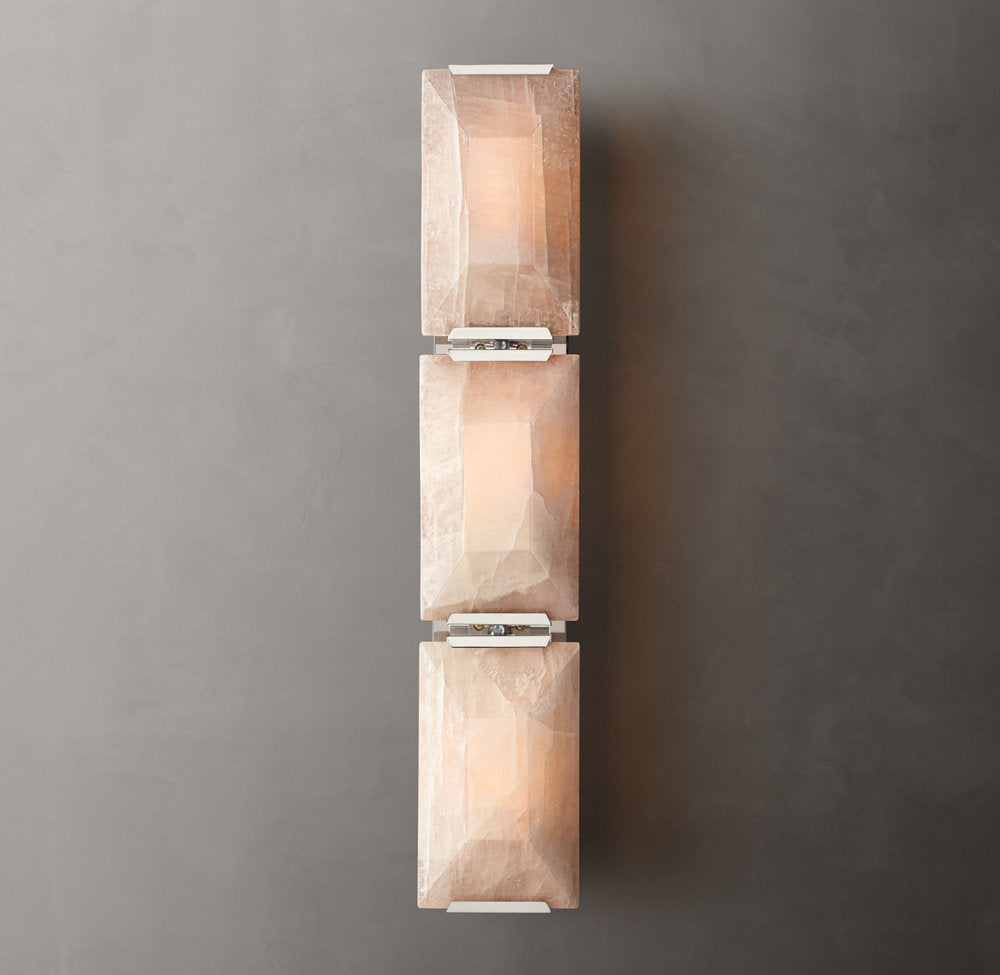 Triple Calcite Prism Column Sconce
