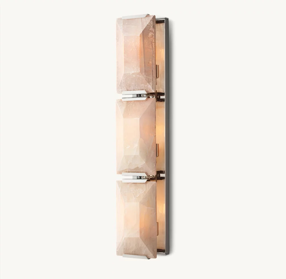 Triple Calcite Prism Column Sconce