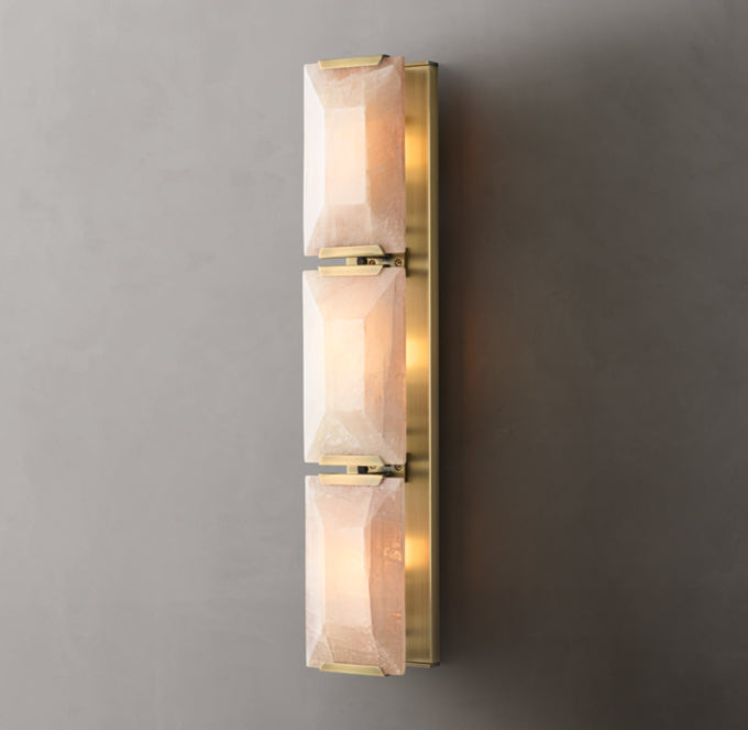 Triple Calcite Prism Column Sconce