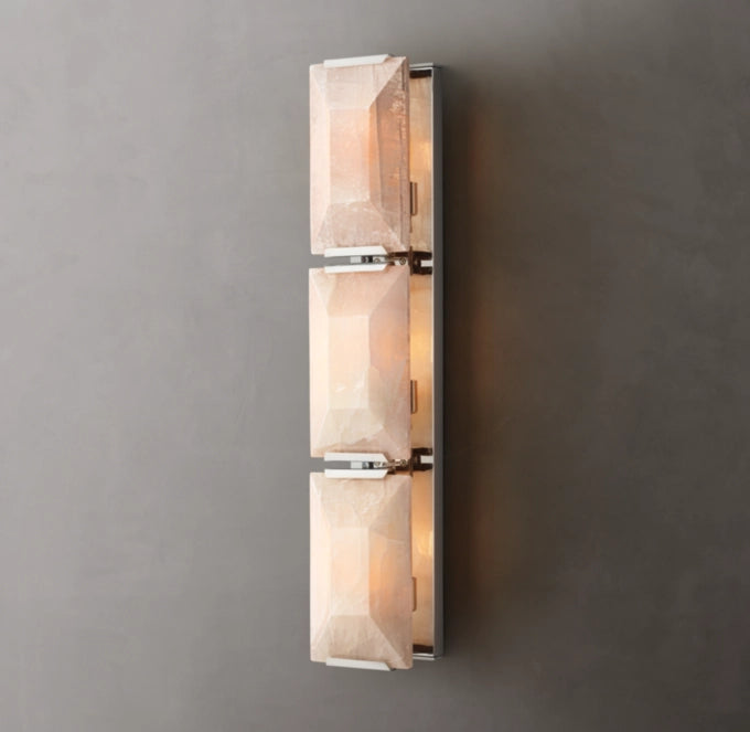 Triple Calcite Prism Column Sconce