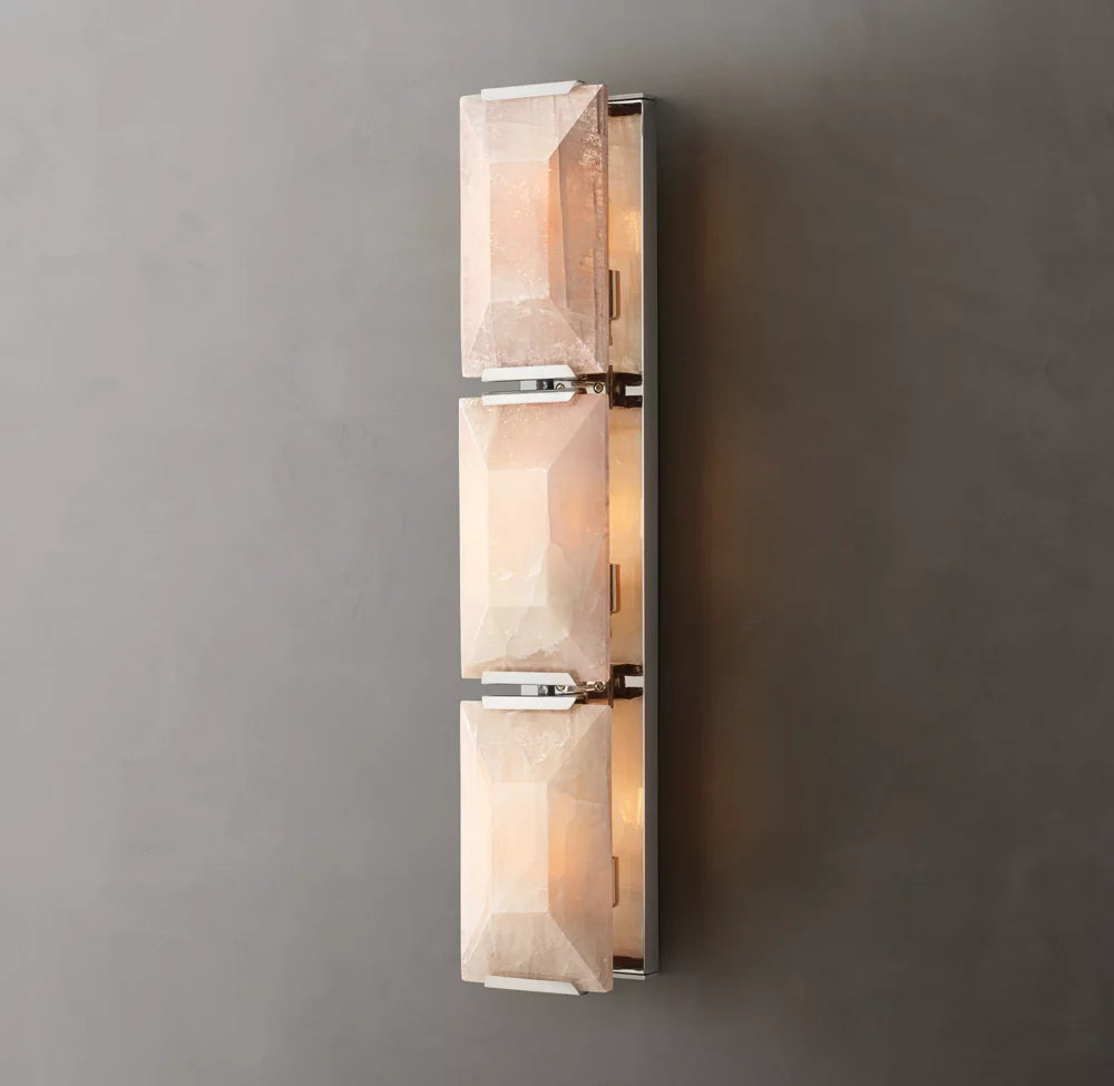 Triple Calcite Prism Column Sconce