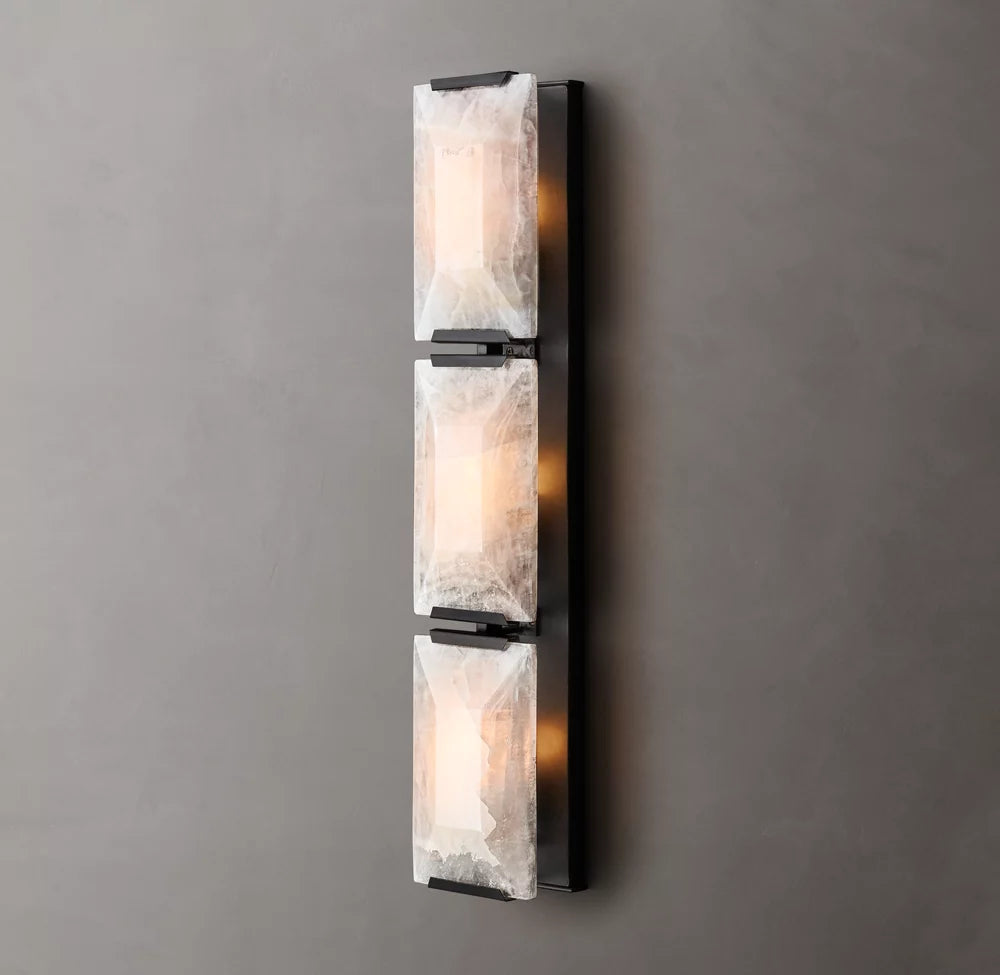 Triple Calcite Prism Column Sconce