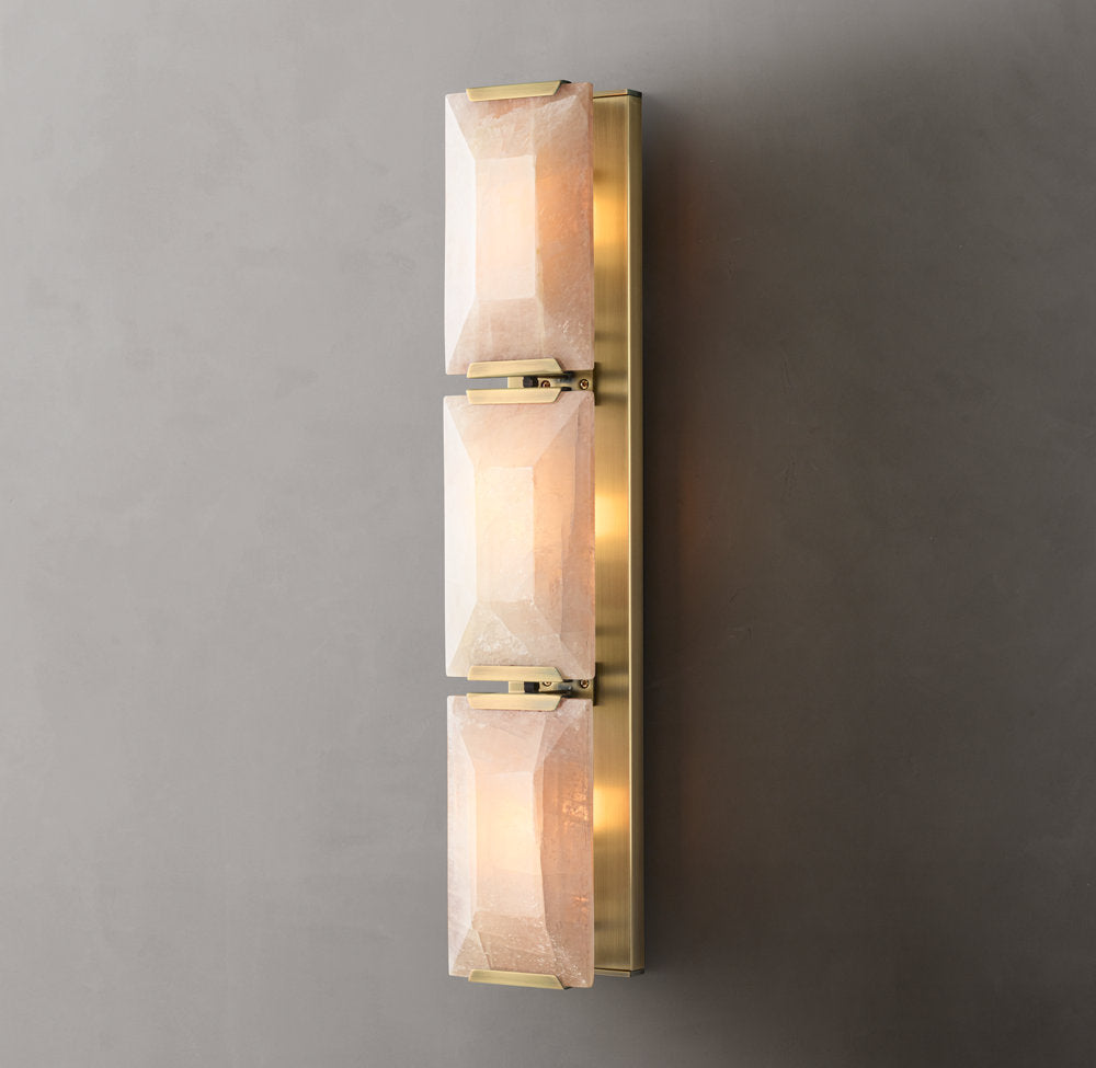 Triple Calcite Prism Column Sconce