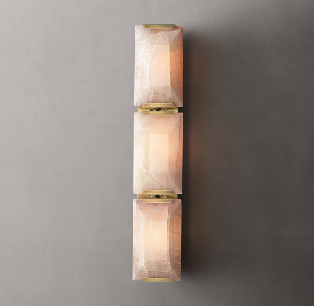 Triple Calcite Prism Column Sconce