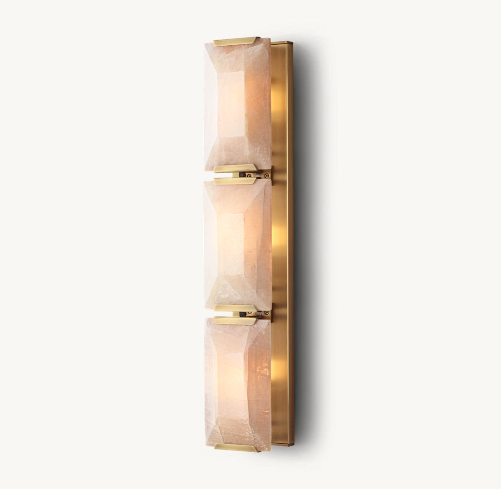Triple Calcite Prism Column Sconce