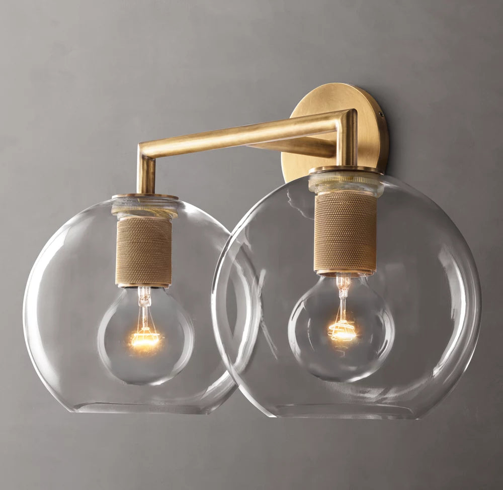 Twin Blown Glass Globe Vanity Sconce