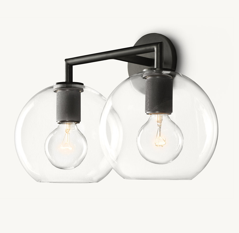 Twin Blown Glass Globe Vanity Sconce