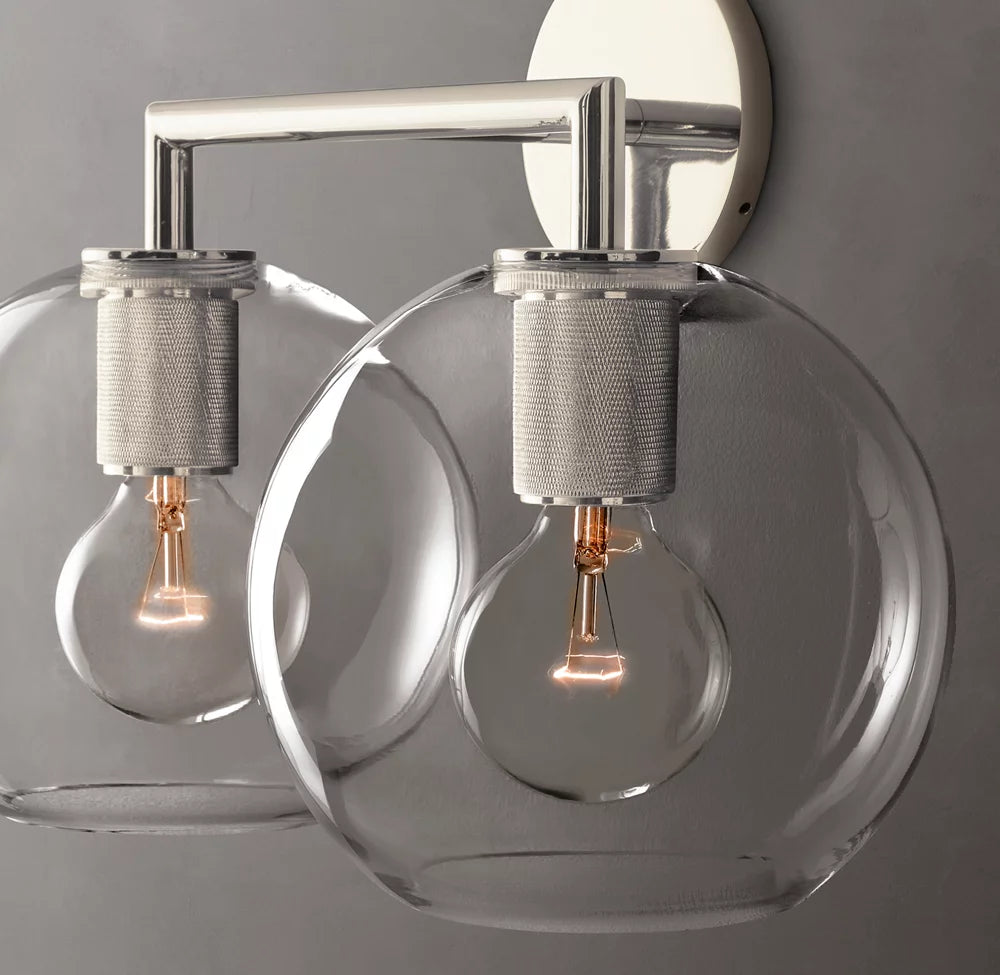 Twin Blown Glass Globe Vanity Sconce