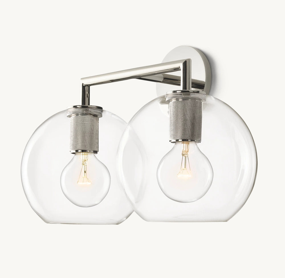 Twin Blown Glass Globe Vanity Sconce