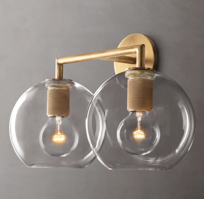 Twin Blown Glass Globe Vanity Sconce