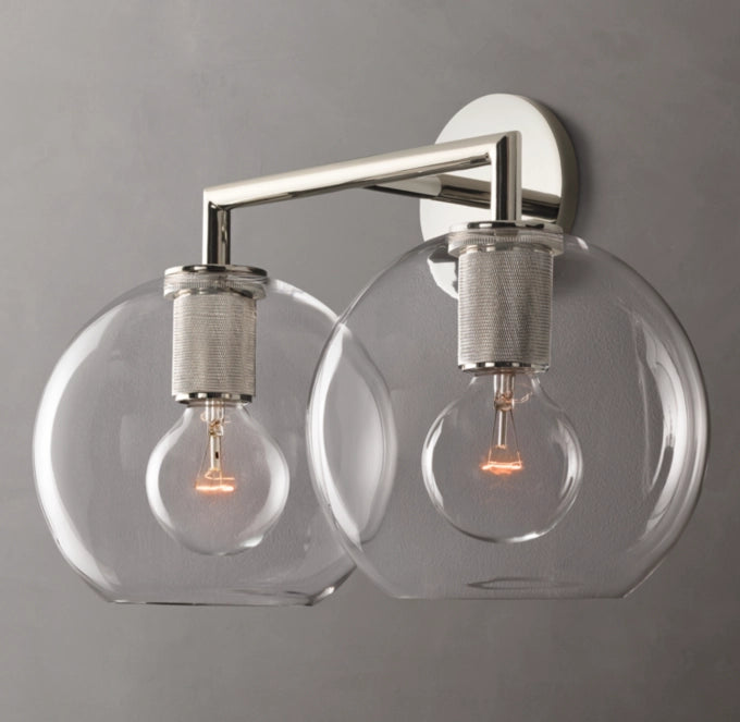 Twin Blown Glass Globe Vanity Sconce