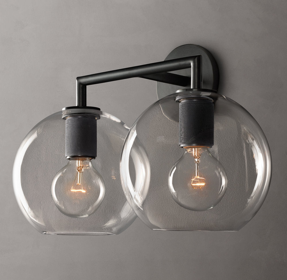 Twin Blown Glass Globe Vanity Sconce