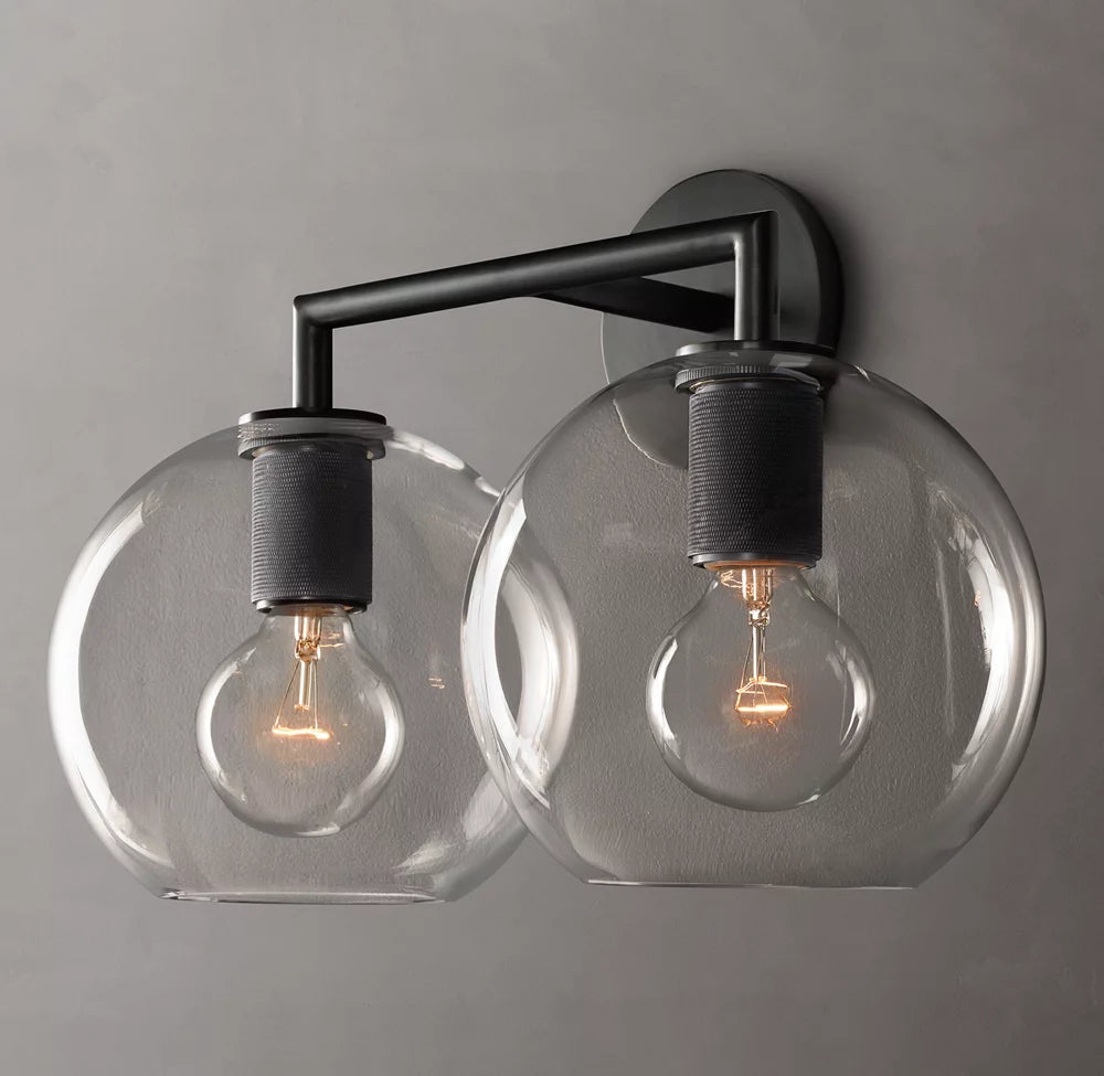 Twin Blown Glass Globe Vanity Sconce