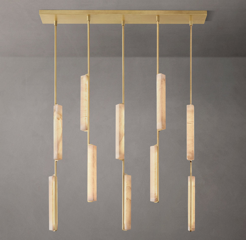 Ultra-Warm Alabaster Prism Beam Chandelier