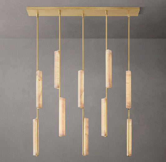 Ultra-Warm Alabaster Prism Beam Chandelier