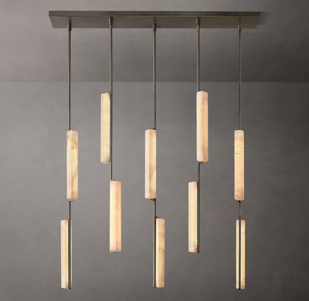 Ultra-Warm Alabaster Prism Beam Chandelier
