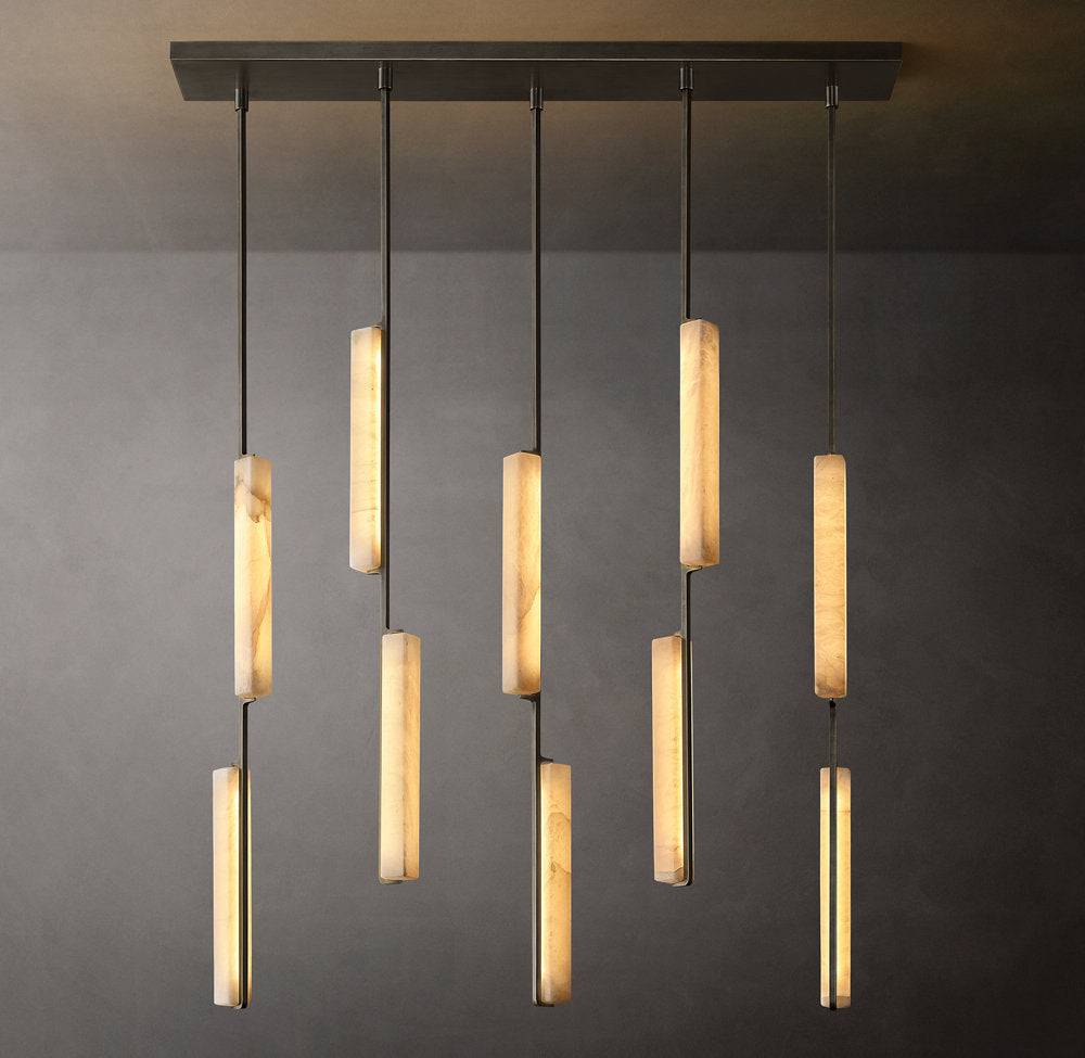 Ultra-Warm Alabaster Prism Beam Chandelier