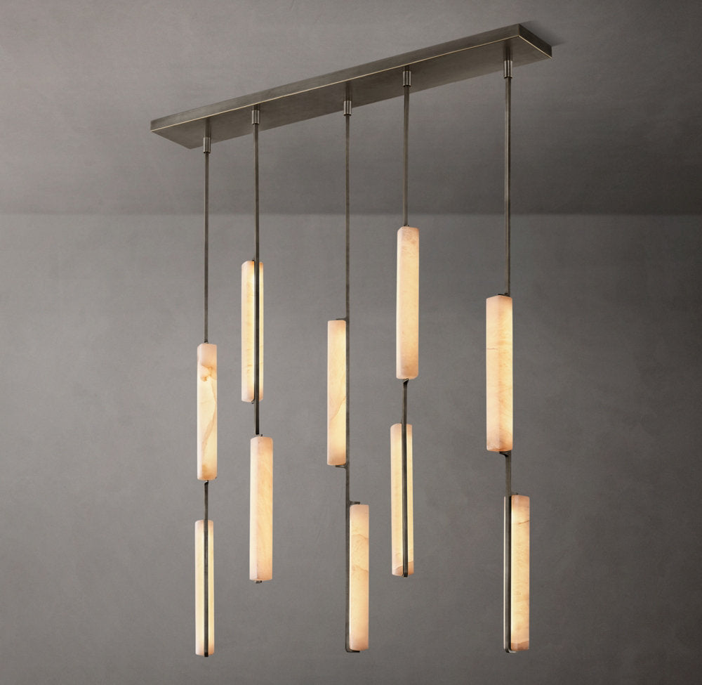 Ultra-Warm Alabaster Prism Beam Chandelier