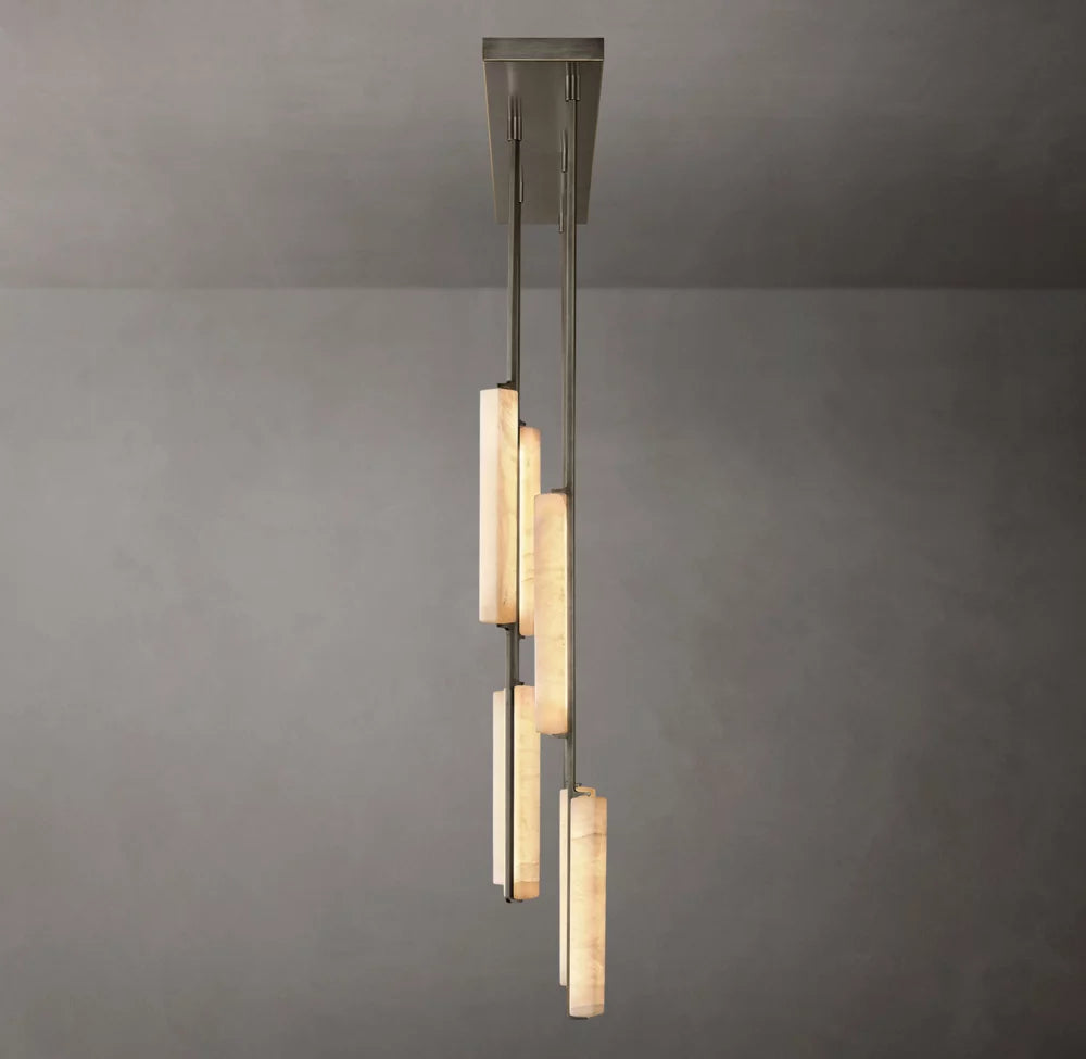 Ultra-Warm Alabaster Prism Beam Chandelier