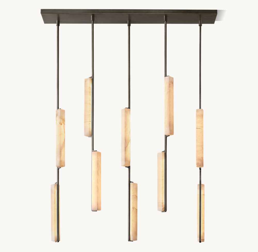 Ultra-Warm Alabaster Prism Beam Chandelier