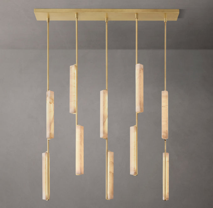 Ultra-Warm Alabaster Prism Beam Chandelier