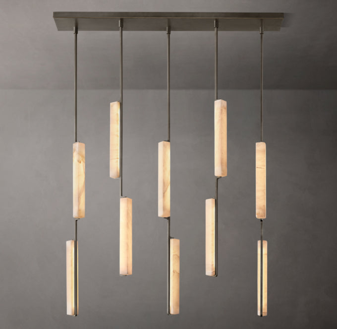 Ultra-Warm Alabaster Prism Beam Chandelier