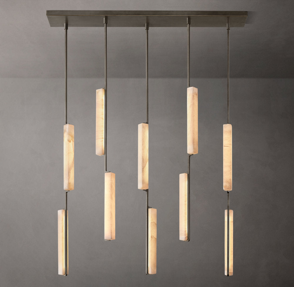 Ultra-Warm Alabaster Prism Beam Chandelier
