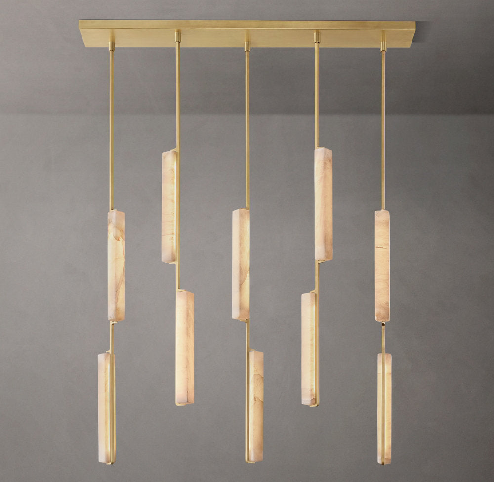Ultra-Warm Alabaster Prism Beam Chandelier