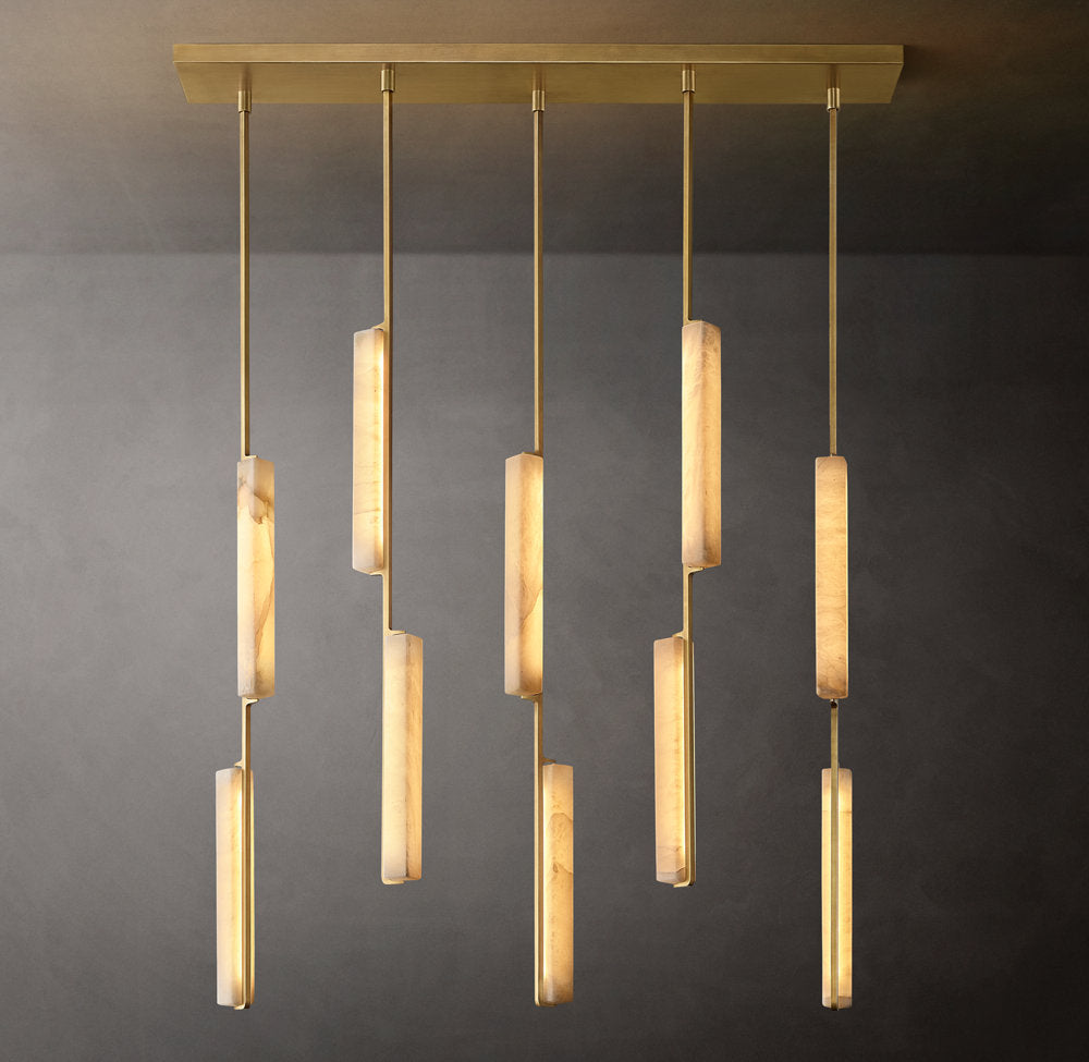 Ultra-Warm Alabaster Prism Beam Chandelier