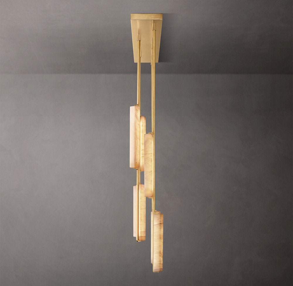 Ultra-Warm Alabaster Prism Beam Chandelier