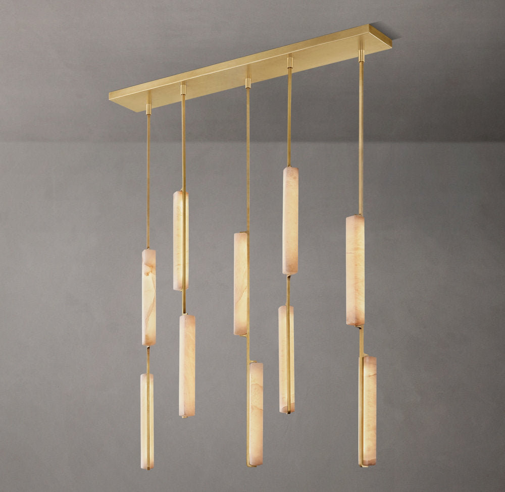 Ultra-Warm Alabaster Prism Beam Chandelier