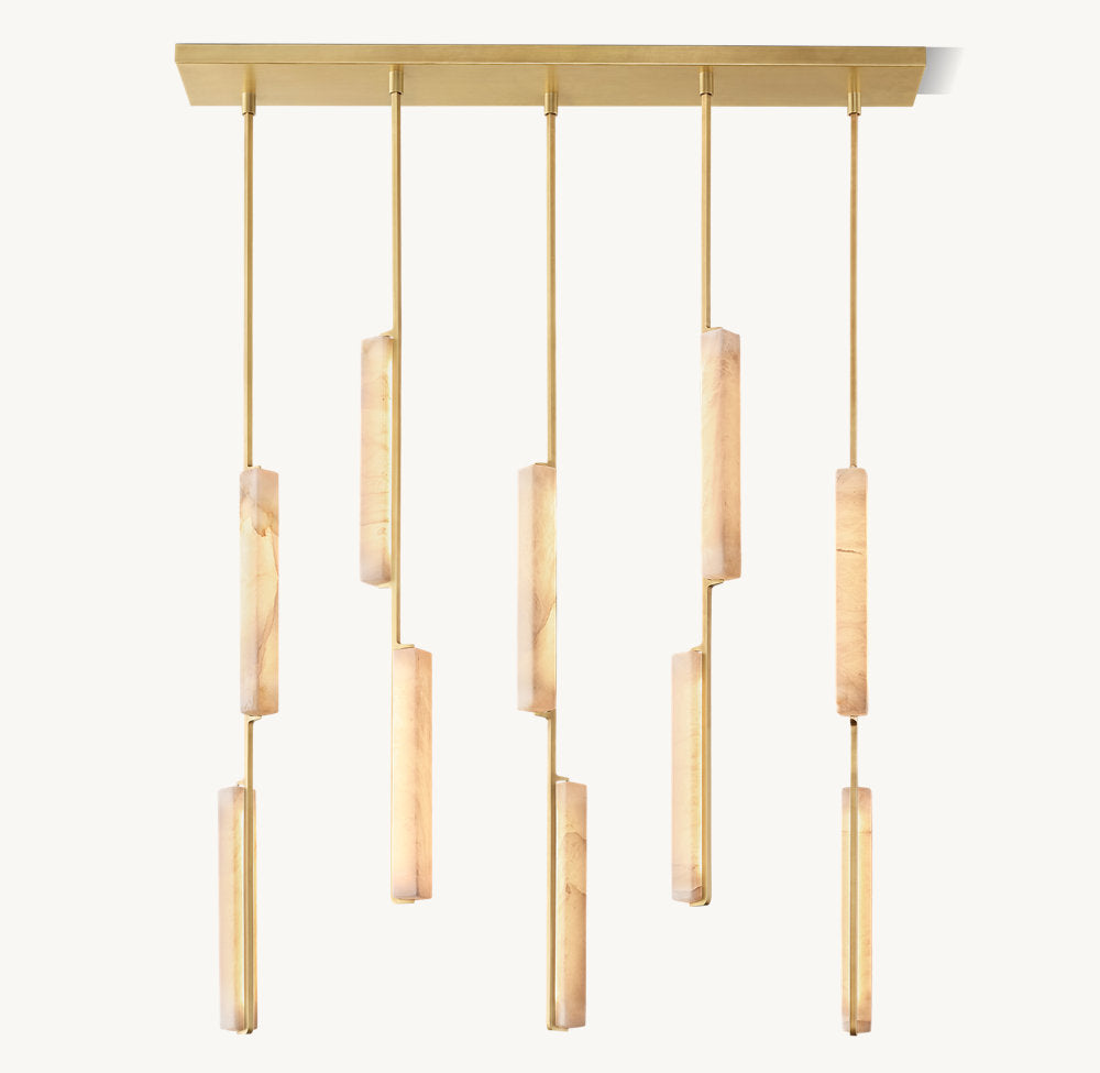 Ultra-Warm Alabaster Prism Beam Chandelier