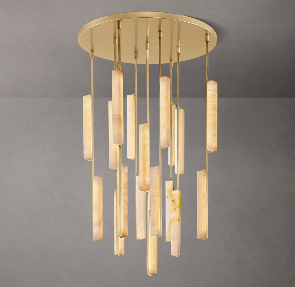 Ultra-Warm Alabaster Prism Ring Chandelier