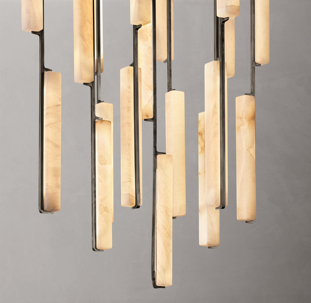 Ultra-Warm Alabaster Prism Ring Chandelier