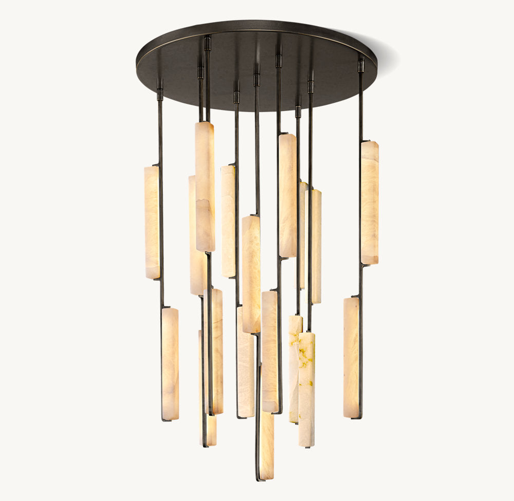 Ultra-Warm Alabaster Prism Ring Chandelier