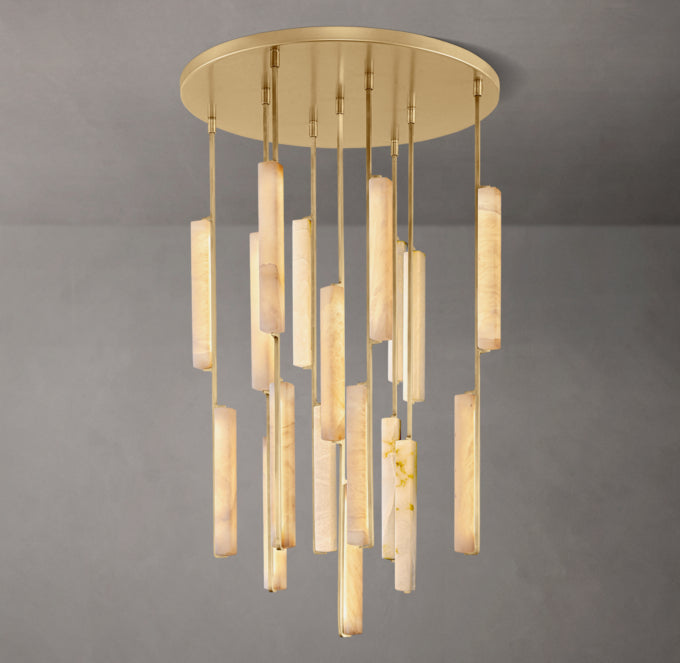 Ultra-Warm Alabaster Prism Ring Chandelier